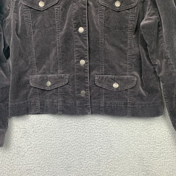 Chicos Jacket Womens 2 (Large) Gray Corduroy Button Front Casual Pockets Coat - Picture 3 of 10